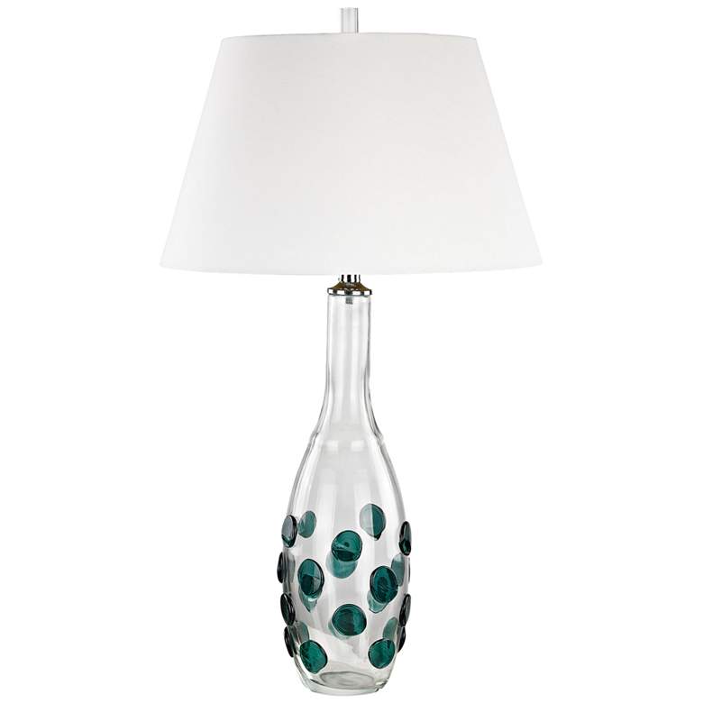 Image 1 Confiserie Clear and Green Glass with White Shade Table Lamp