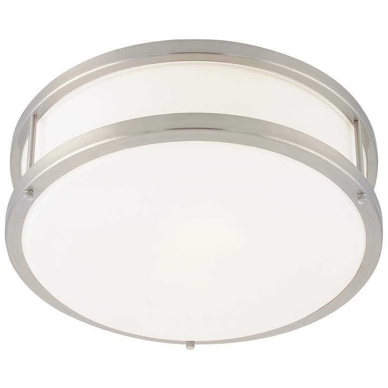Image 1 Conga - 12 inch Dimmable Flush Mount - Brushed Steel Finish - Opal