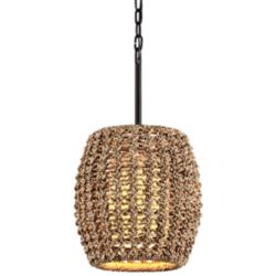 Conga 12&quot; Wide Tidepool Bronze Mini Pendant with Rope Shade