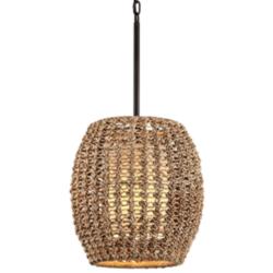 Conga 17&quot; Wide Tidepool Bronze Pendant Light with Rope Shade