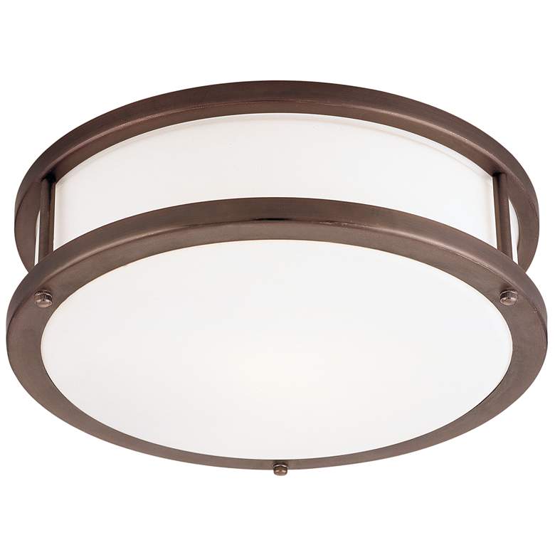 Image 1 Conga - 2-Light 16" Flush Mount - Bronze Finish - Opal Glass Shade