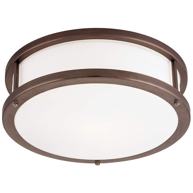 Image 1 Conga - 2-Light 16 inch Flush Mount - Bronze Finish - Opal Glass Shade