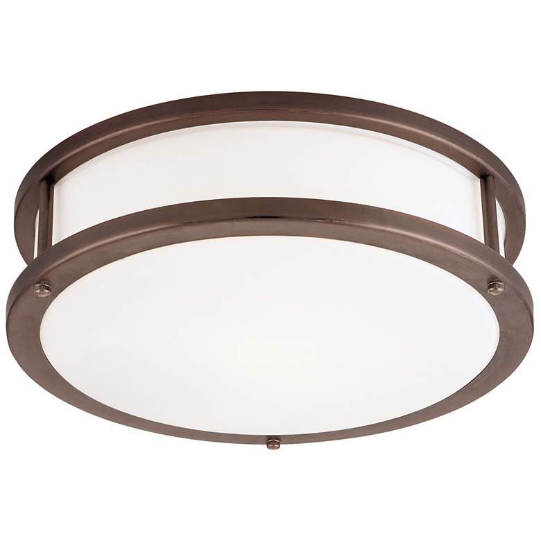 Image 1 Conga - 3-Light 19 inch Flush Mount - Bronze Finish - Opal Glass Shade