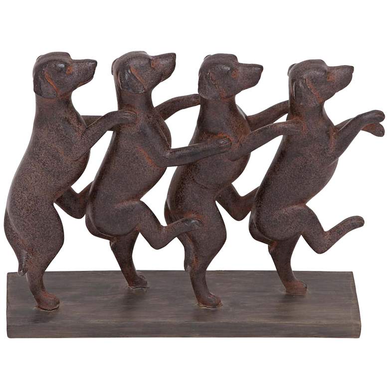 Image 1 Conga Line Canines 9 inch High Rust Tabletop Sculpture