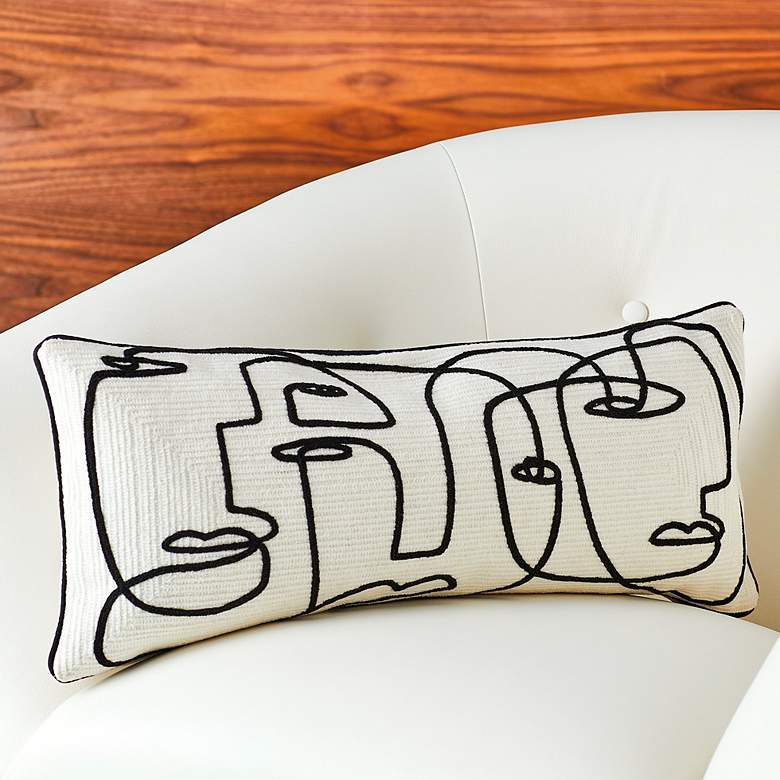 Image 1 Congregation Black and White 24"x10" Lumbar Pillow