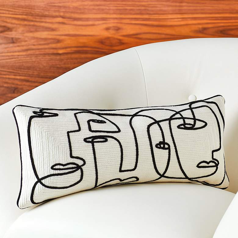 Image 3 Congregation Black and White 24"x10" Lumbar Pillow more views