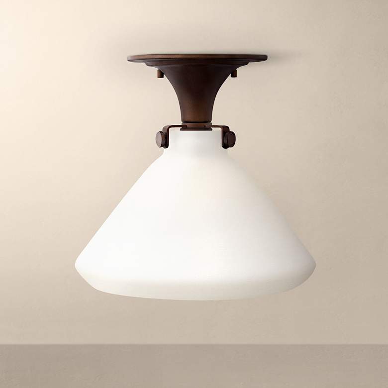 Image 1 Congress 12 inch Wide Opal Glass Oil-Rubbed Bronze Ceiling Light
