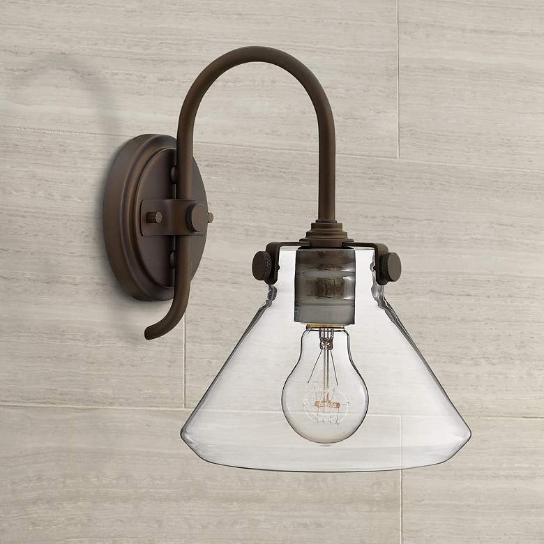 Image 1 Congress 13" High Clear Glass Oil Rubbed Bronze Wall Sconce