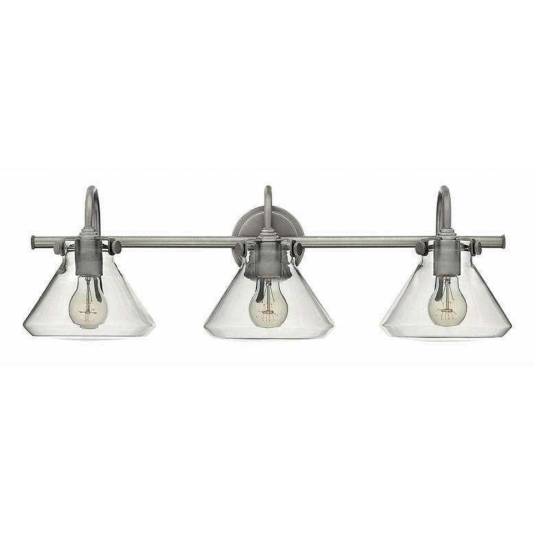 Image 1 Congress 29 1/2"W Clear Glass Antique Nickel Bath Light