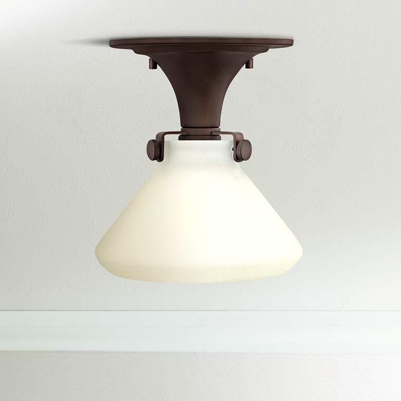 Image 1 Congress 8 inchW Opal Glass Oil-Rubbed Bronze Ceiling Light