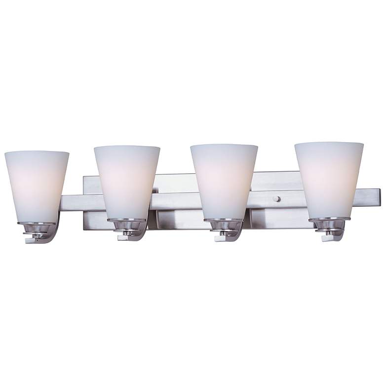 Image 1 Conical 4 Light 26.25" Wide Satin Nickel Vanity Light