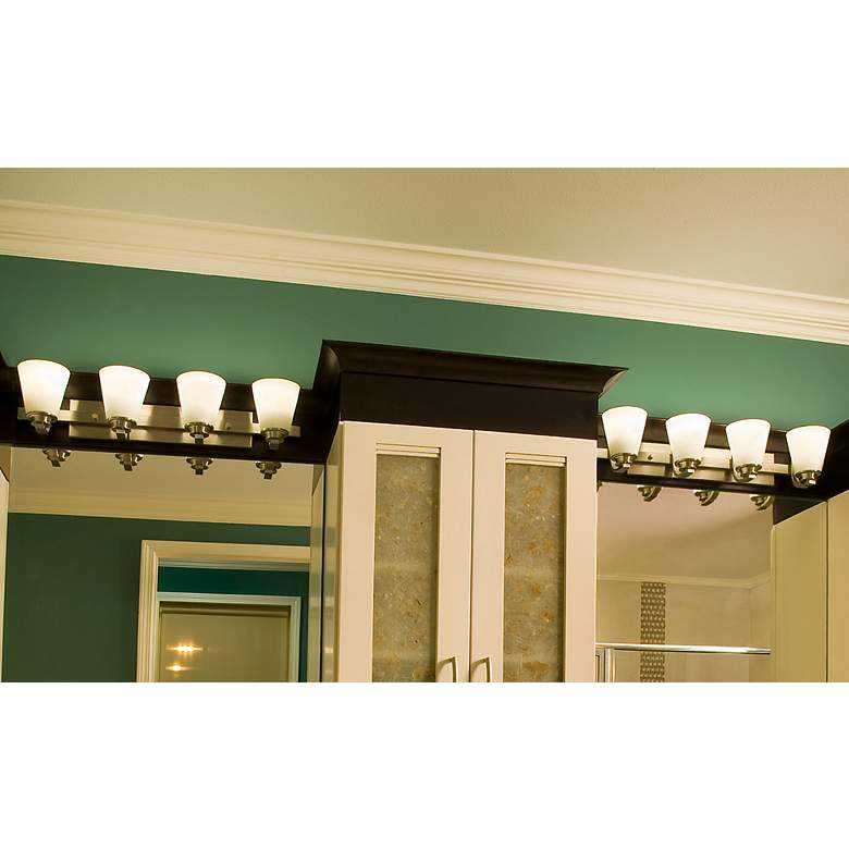 Image 2 Conical 4 Light 26.25" Wide Satin Nickel Vanity Light more views