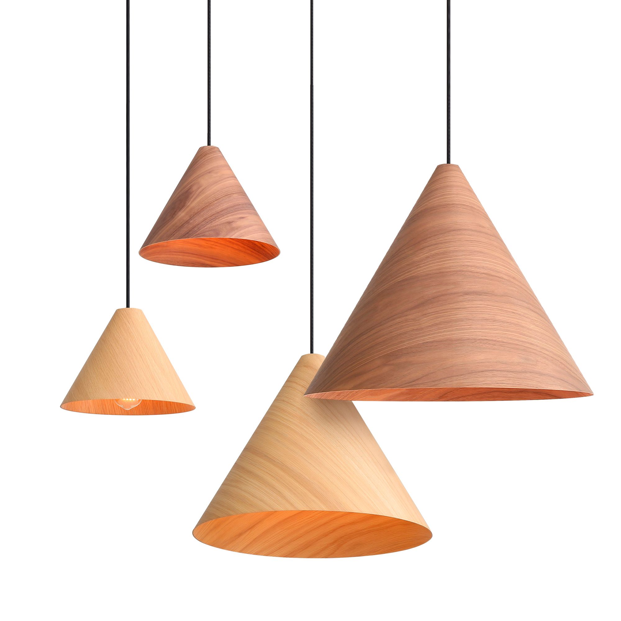 Conique 2-Light Pendant in Light Walnut