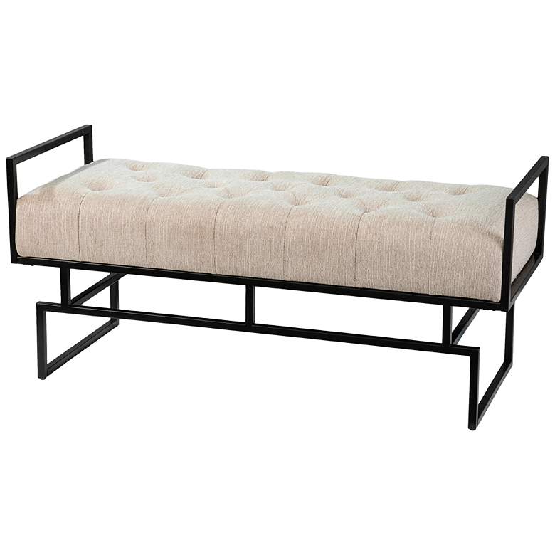 Image 4 Coniston 48 1/2 inch Wide Beige Fabric Tufted Banquette Rectangular Bench more views
