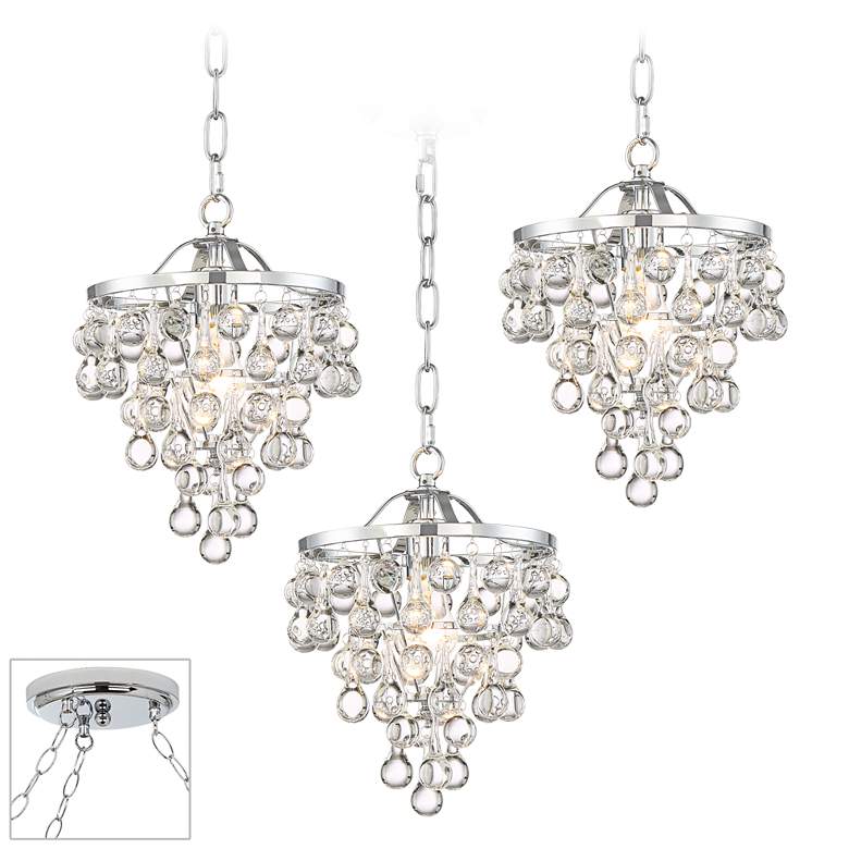 Image 1 Conley Three 9.75 inch Wide Chrome and Crystal Multi-Light Swag Chandelier