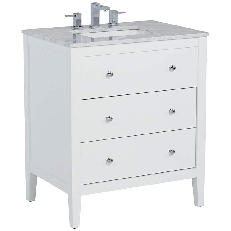 Conna 30 inch Wide 2-Drawer White Single Sink Vanity
