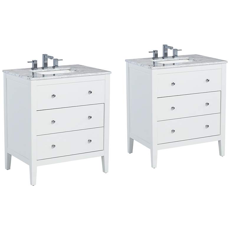 Image 1 Conna 30" Wide 2-Drawer White Single Sink Vanities Set of 2