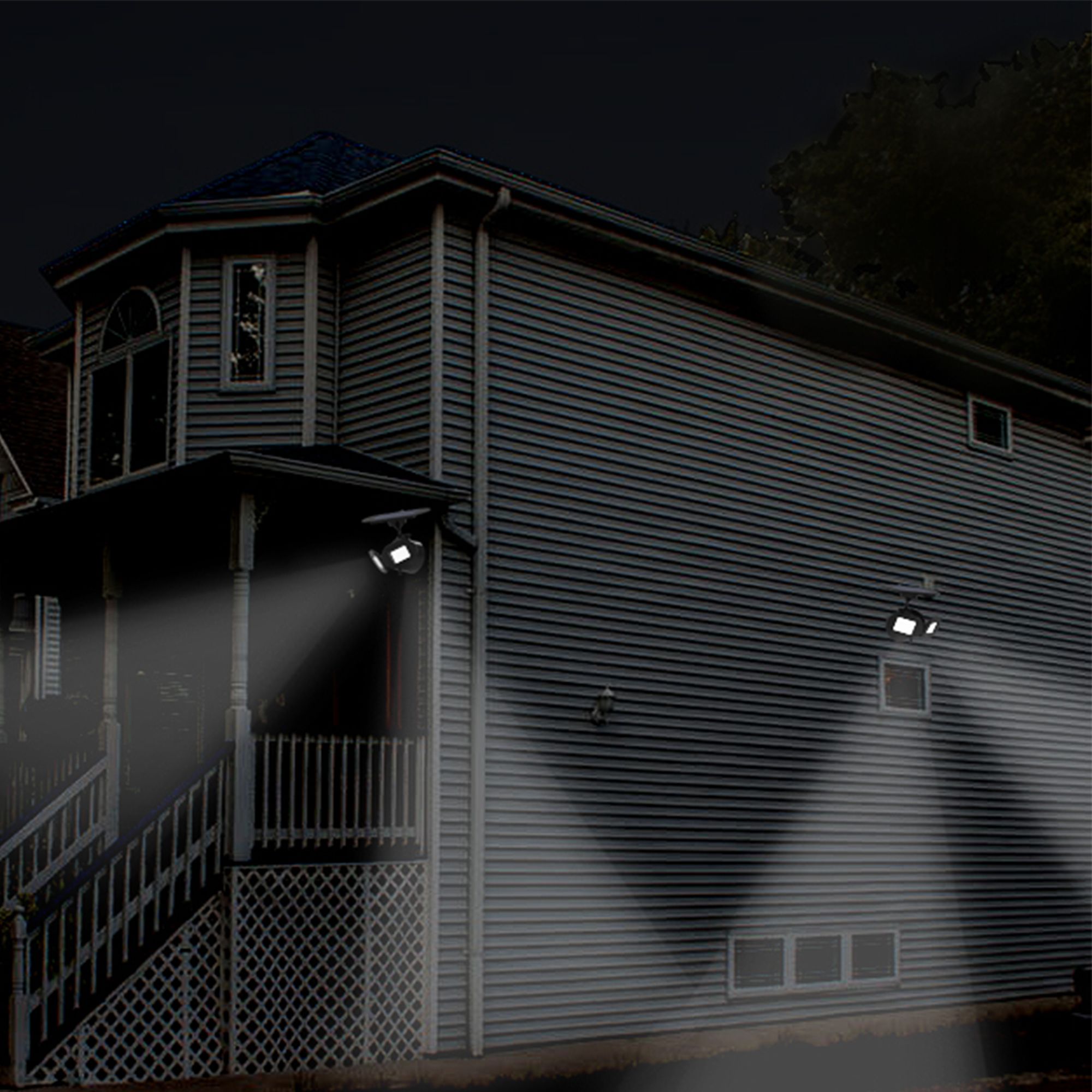 Connel Black Twin Direction LED Solar Security Light