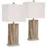 Connie 360 Lighting Brown Marble USB Table Lamps Set of 2