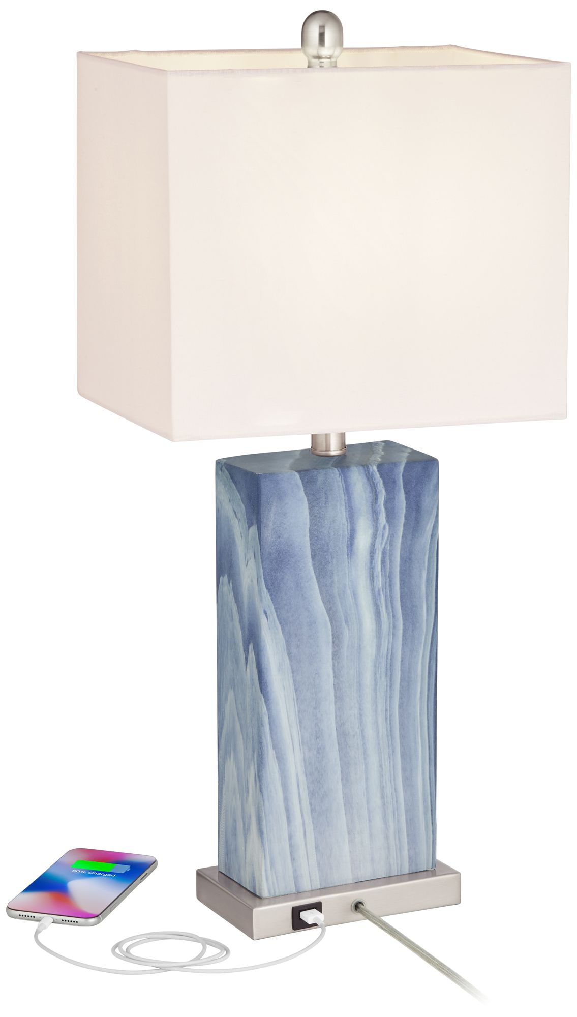 connie rippled blue usb table lamps set of 2