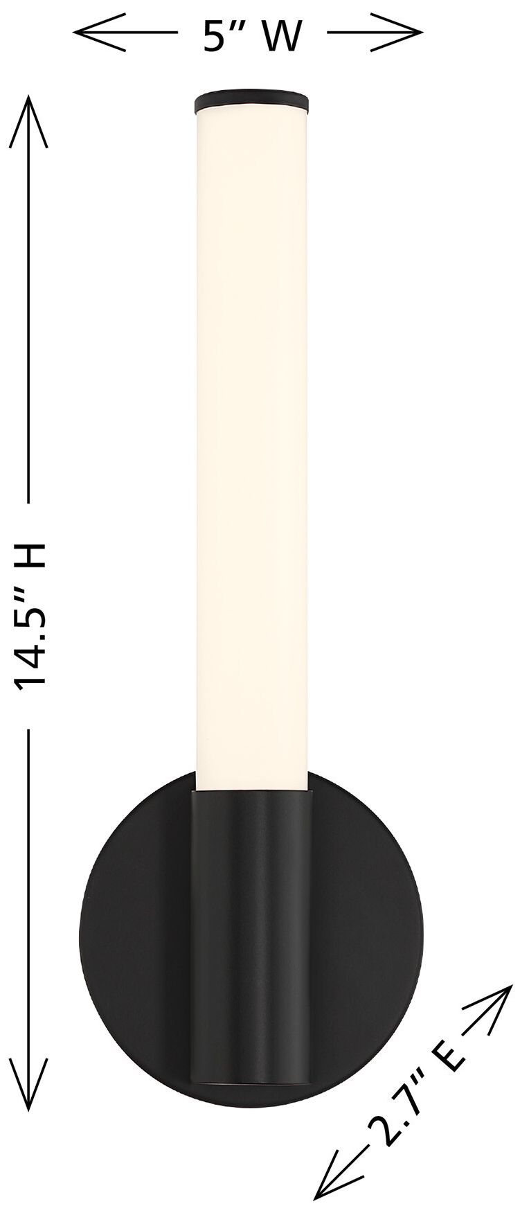 Image 6 Connor 14" Mini Tube LED Cylinder Vanity Light in Black more views
