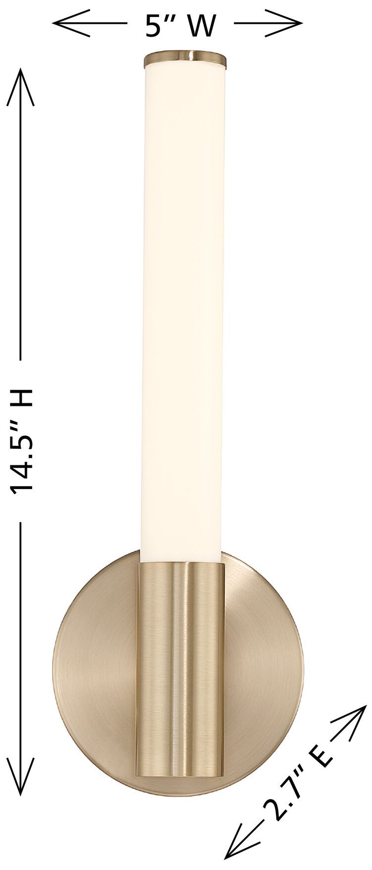 Image 6 Connor 14" Mini Tube LED Cylinder Vanity Light in Brass more views