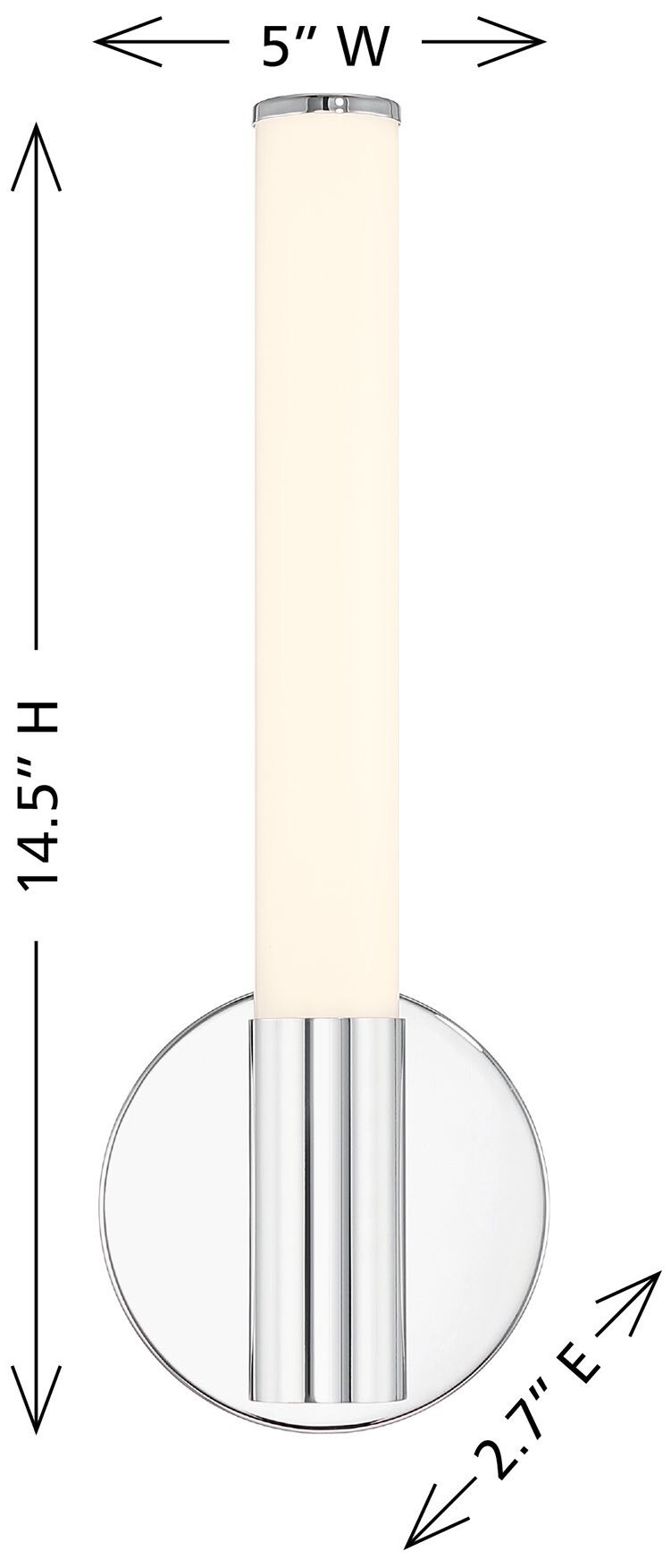 Image 6 Connor 14" Mini Tube LED Cylinder Vanity Light in Chrome more views