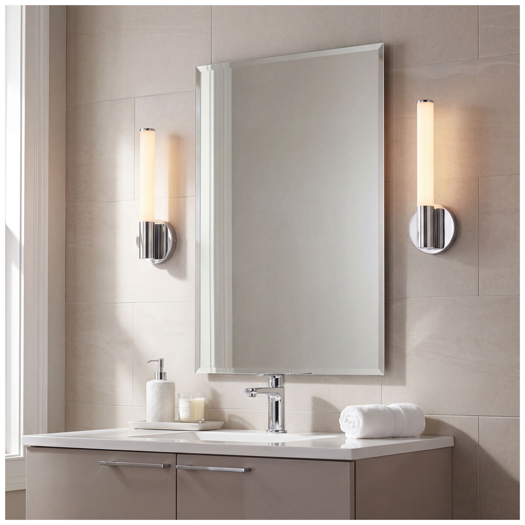 Connor 14" Mini Tube LED Cylinder Vanity Light in Chrome