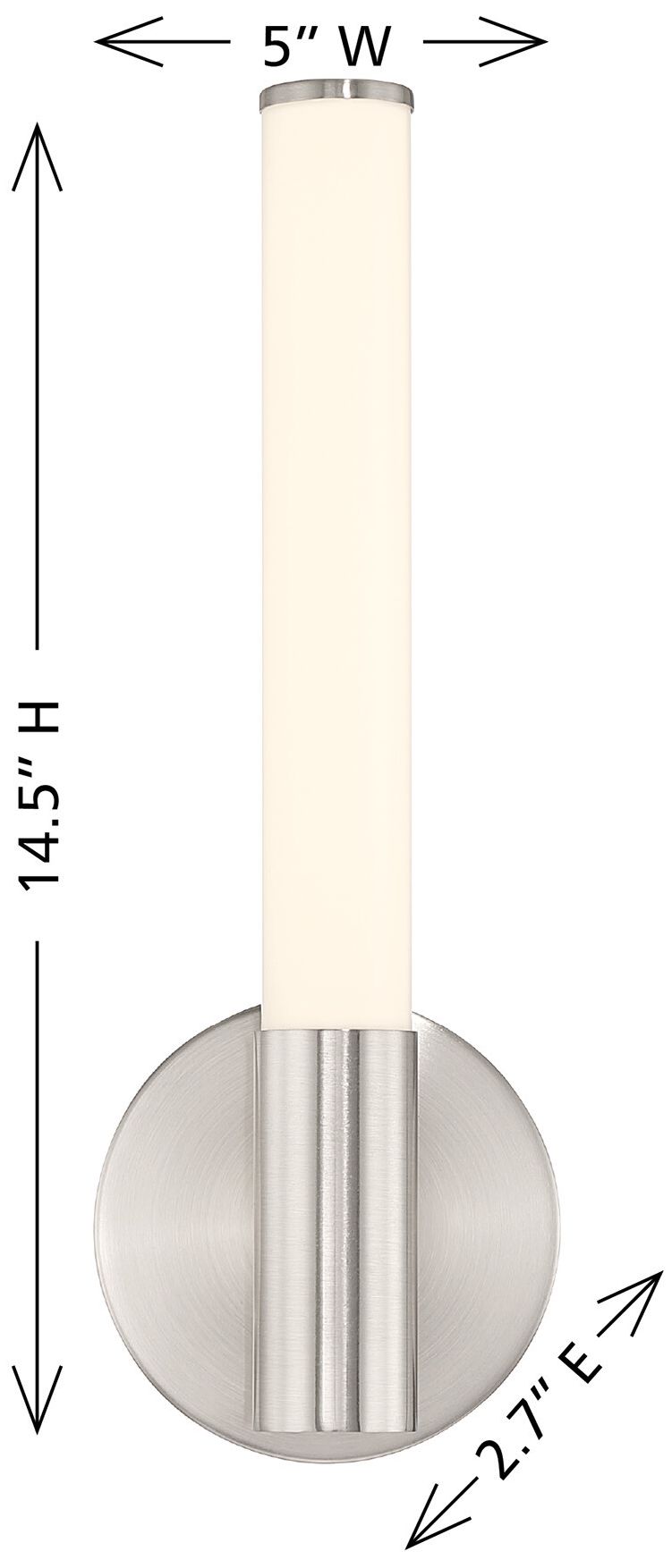 Image 6 Connor 14" Mini Tube LED Cylinder Vanity Light in Satin Nickel more views