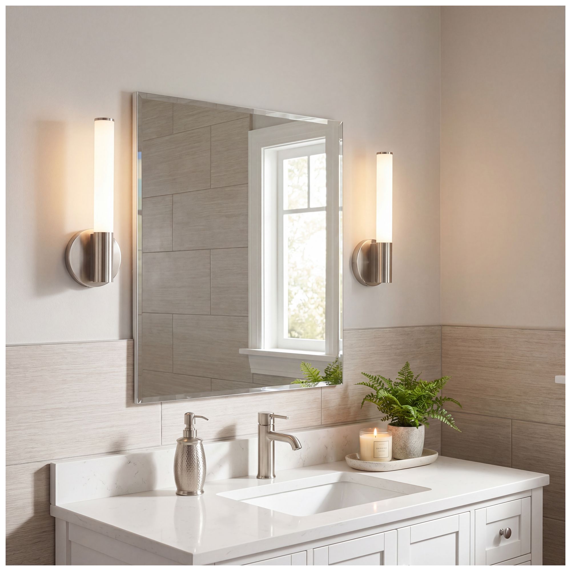 Connor 14" Mini Tube LED Cylinder Vanity Light in Satin Nickel