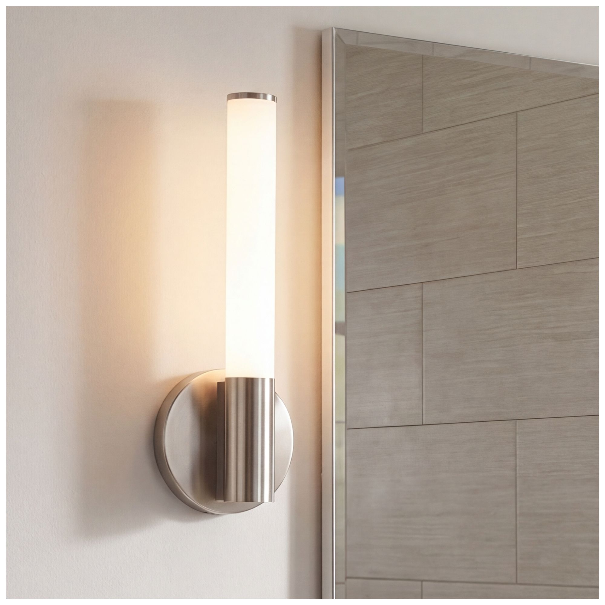 Connor 14" Mini Tube LED Cylinder Vanity Light in Satin Nickel