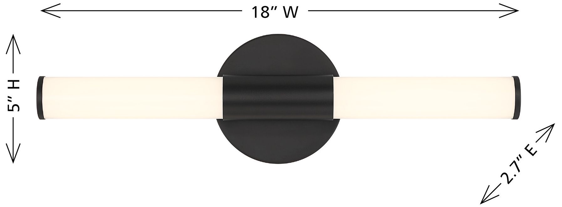 Image 6 Connor 18" Mini Tube LED Cylinder Vanity Light in Black more views