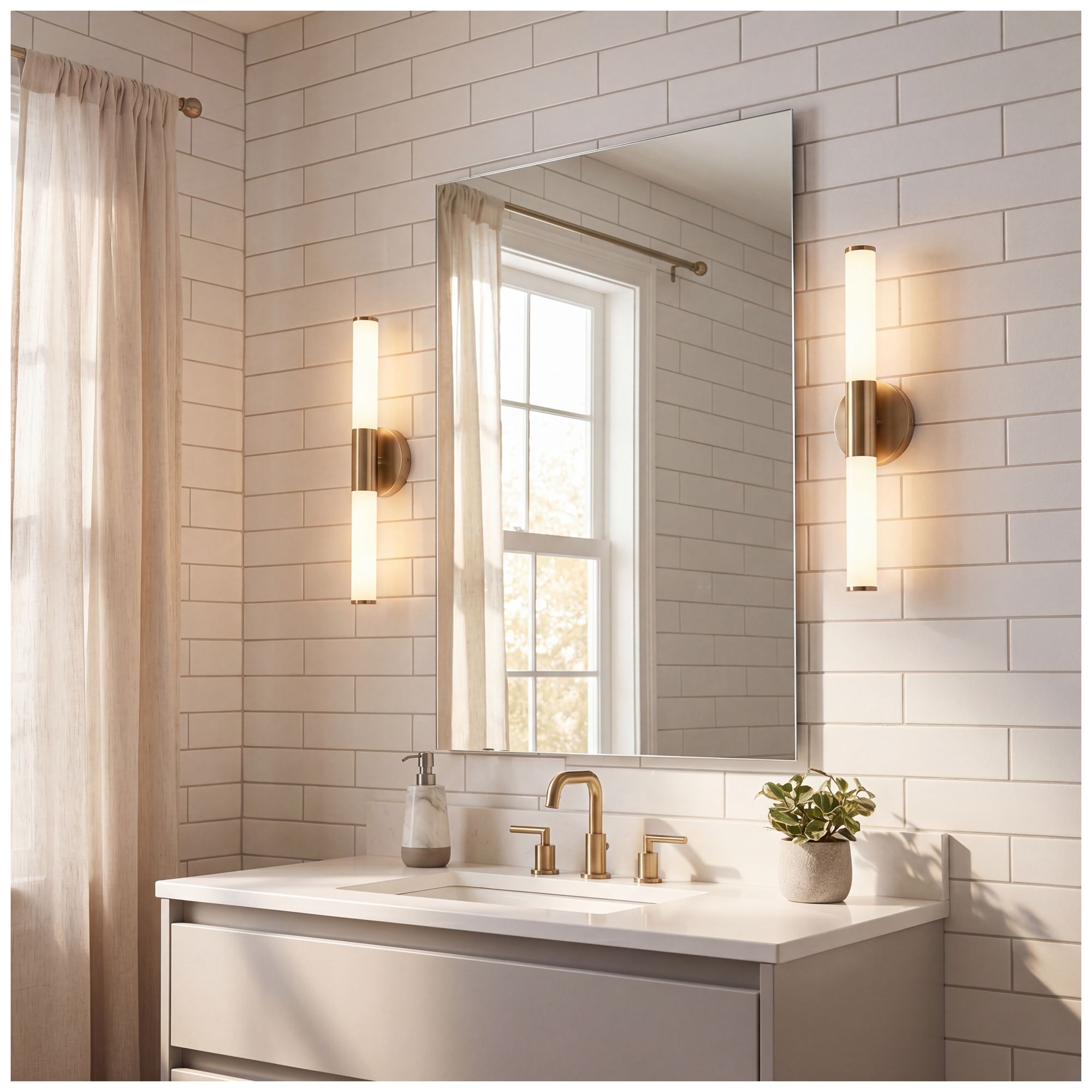Image 7 Connor 18" Mini Tube LED Cylinder Vanity Light in Brass more views