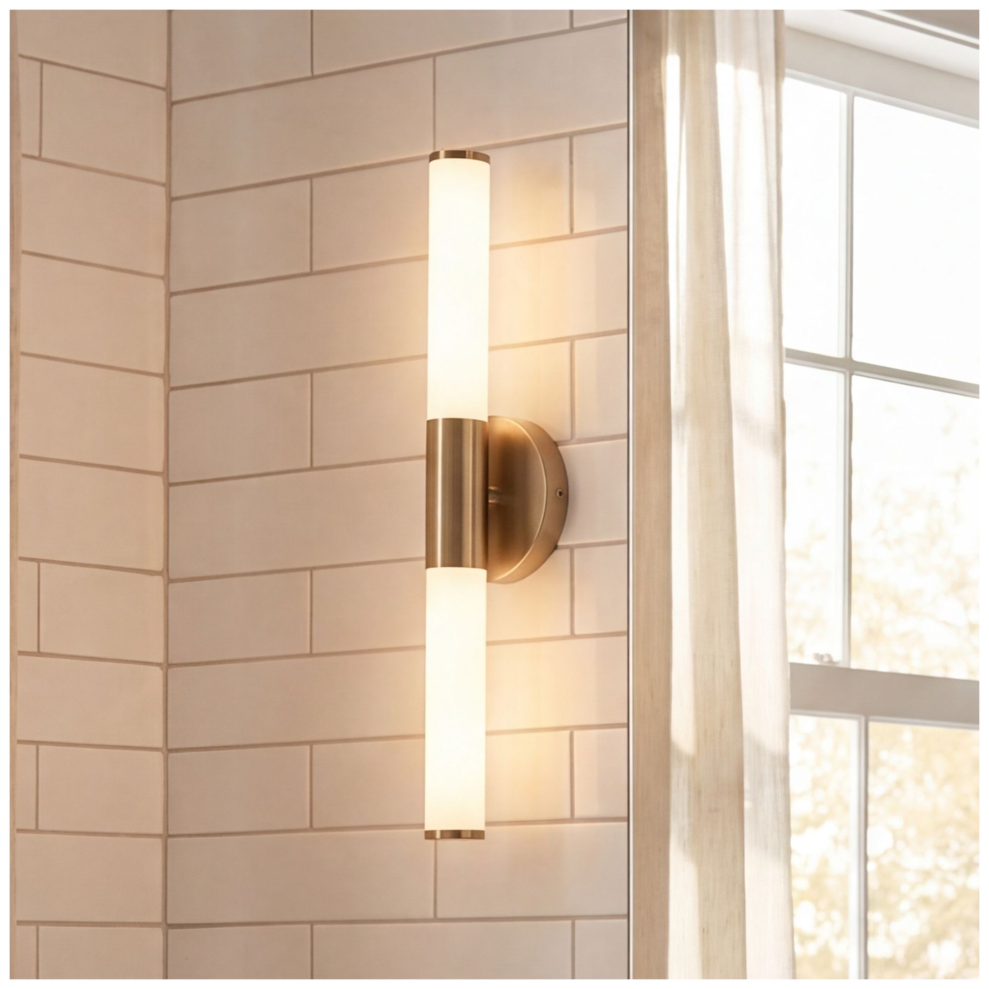 Connor 18" Mini Tube LED Cylinder Vanity Light in Brass