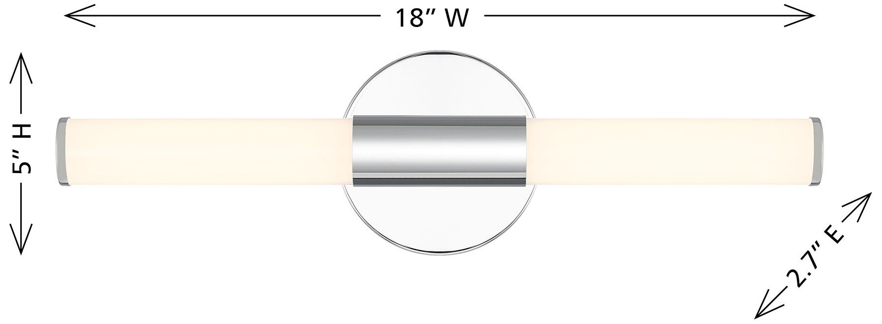 Image 6 Connor 18" Mini Tube LED Cylinder Vanity Light in Chrome more views