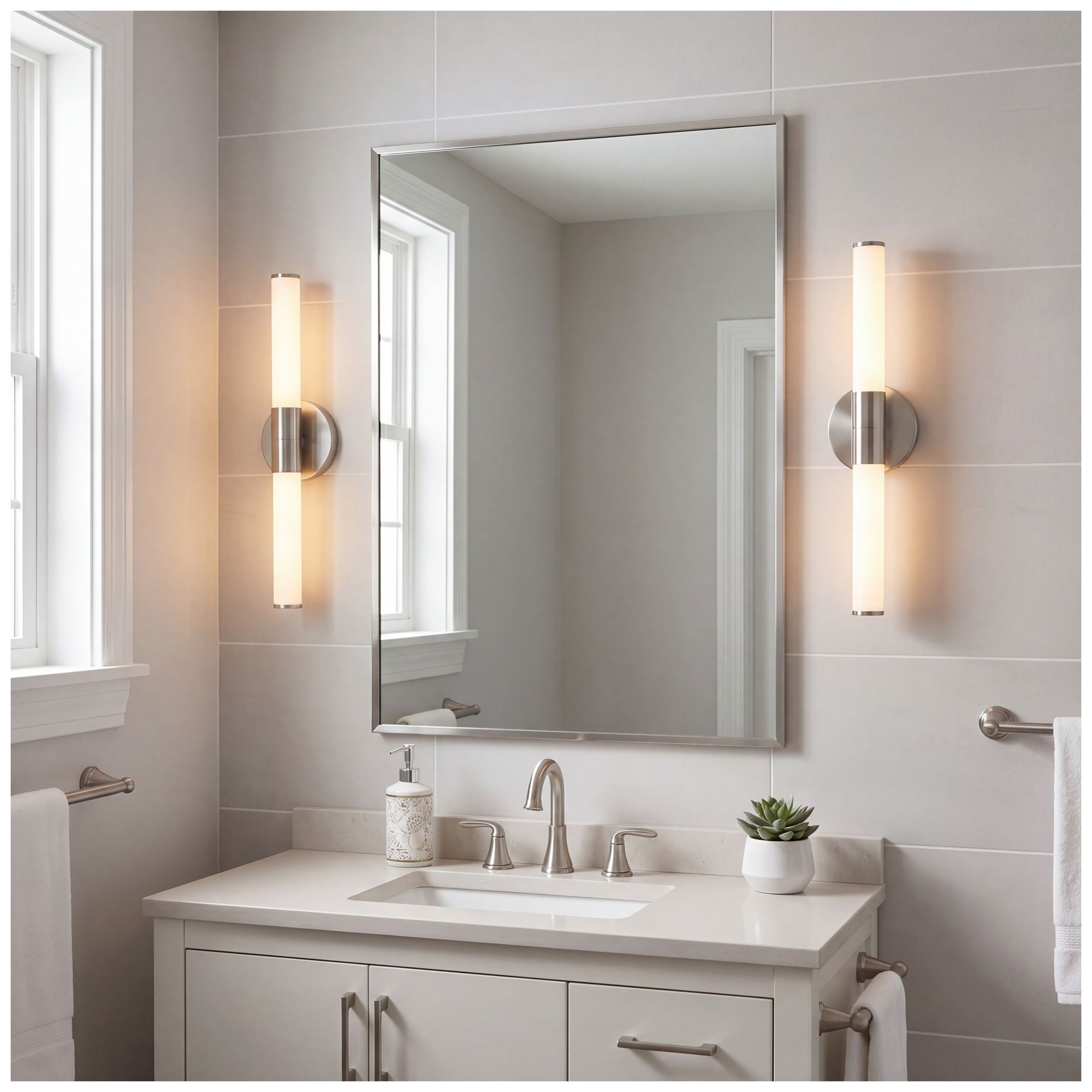 Image 7 Connor 18" Mini Tube LED Cylinder Vanity Light in Satin Nickel more views