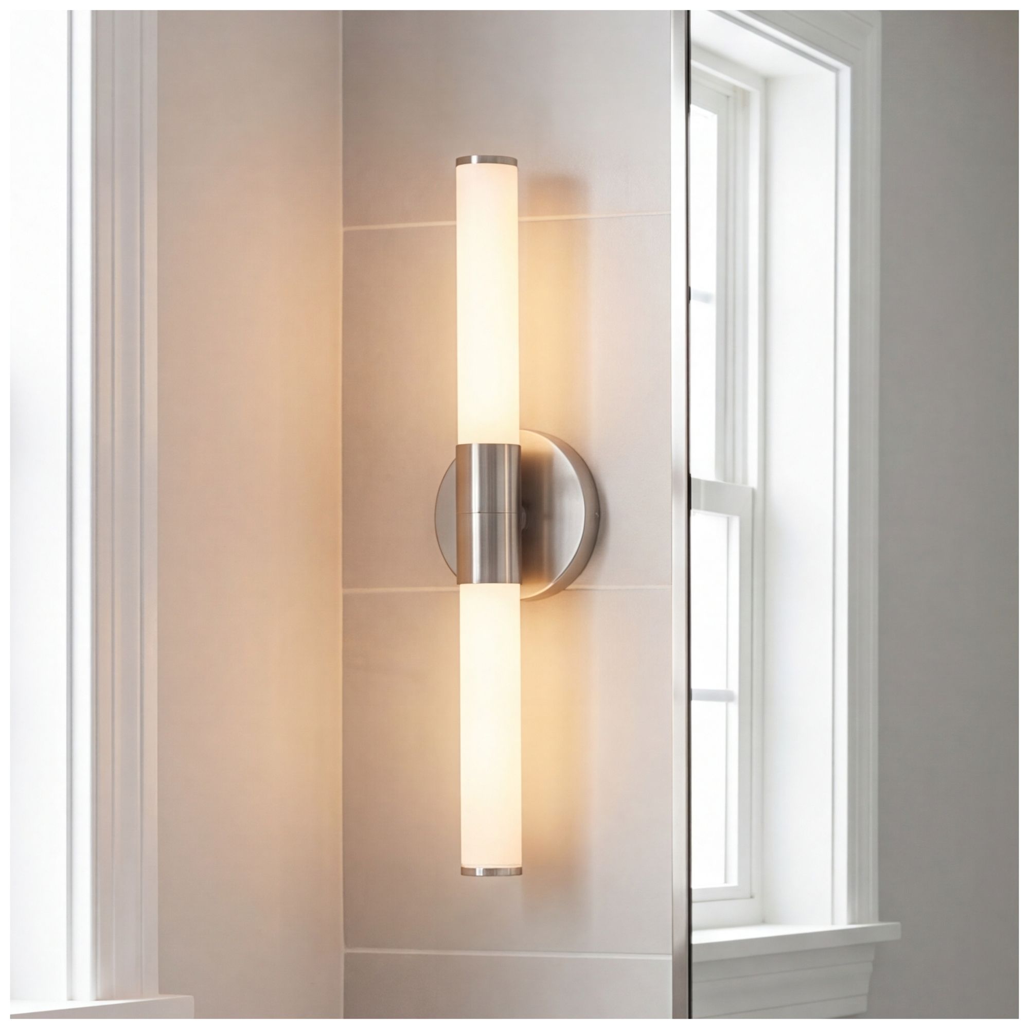 Connor 18" Mini Tube LED Cylinder Vanity Light in Satin Nickel