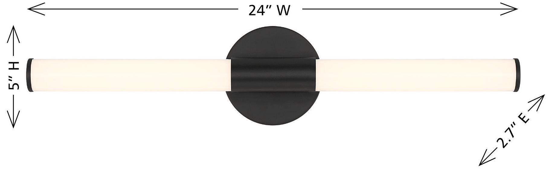 Image 7 Connor 24" Mini Tube LED Cylinder Vanity Light in Black more views