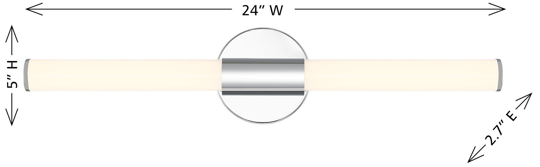 Image 7 Connor 24" Mini Tube LED Cylinder Vanity Light in Chrome more views