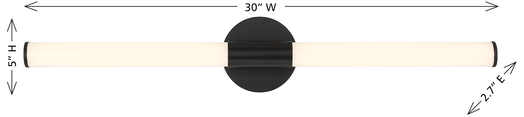 Image 6 Connor 30" Mini Tube LED Cylinder Vanity Light in Black more views