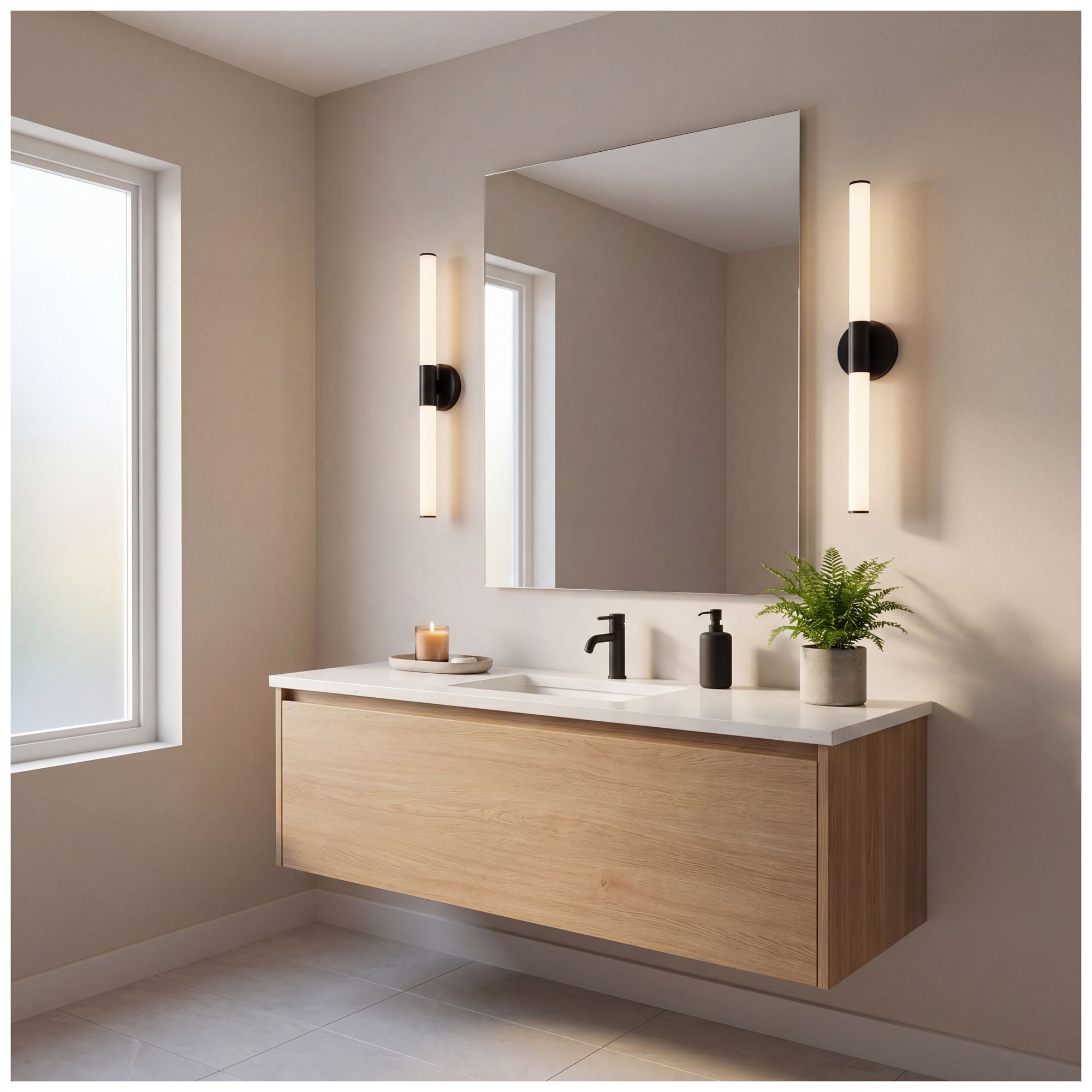 Image 7 Connor 30" Mini Tube LED Cylinder Vanity Light in Black more views