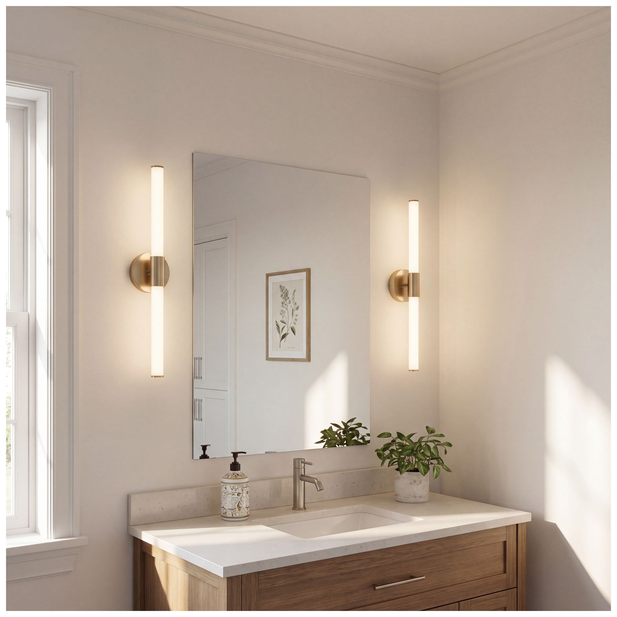 Image 7 Connor 30" Mini Tube LED Cylinder Vanity Light in Brass more views