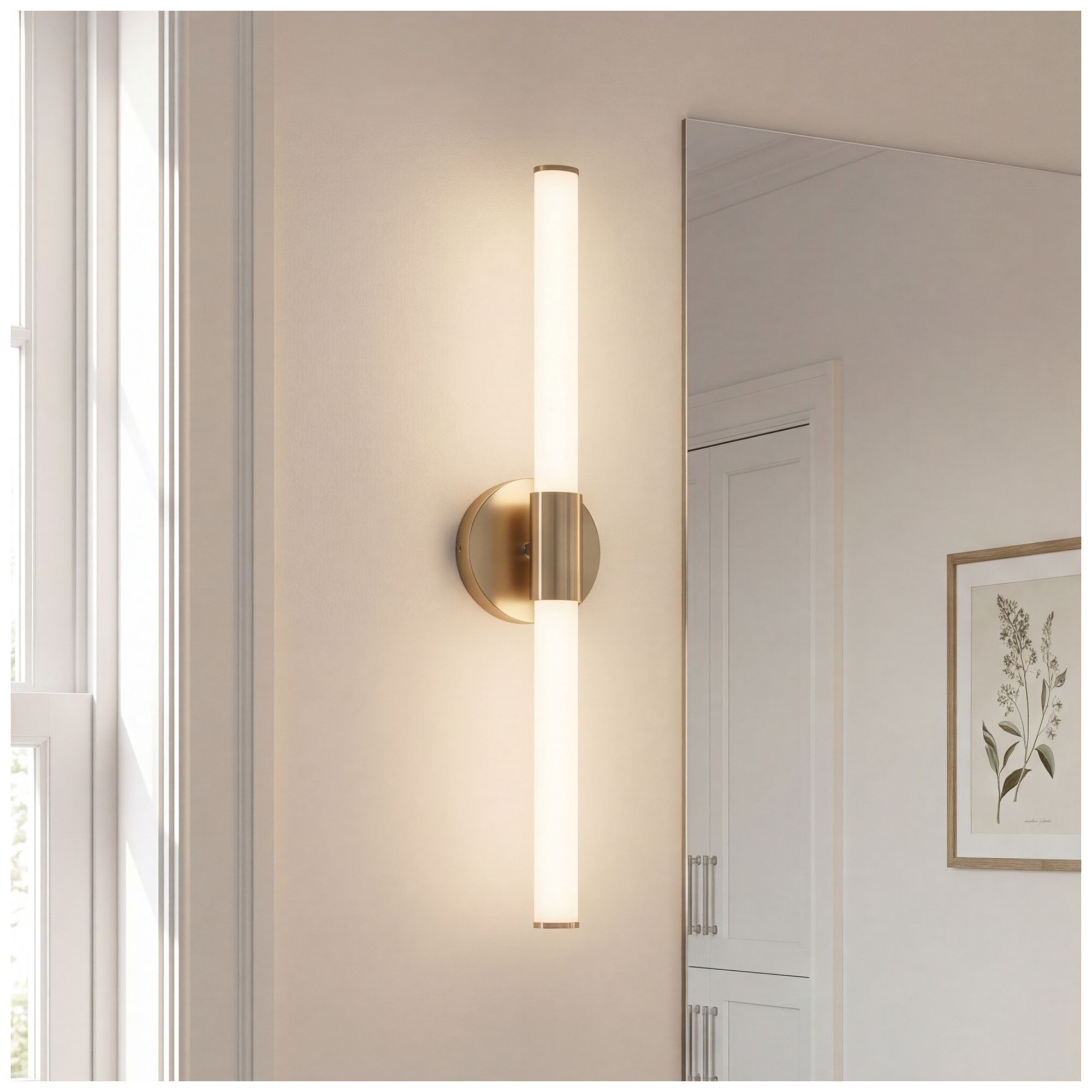 Connor 30" Mini Tube LED Cylinder Vanity Light in Brass