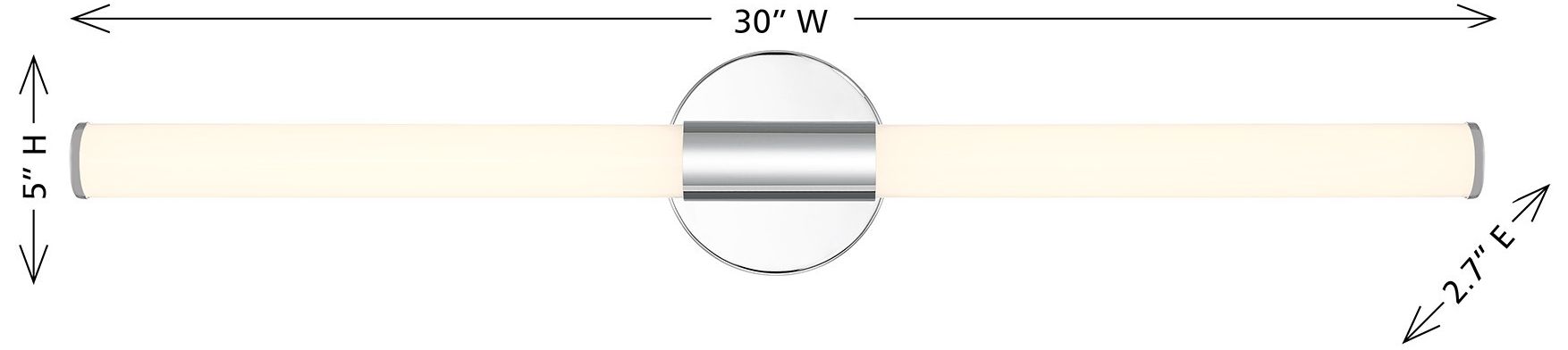 Image 6 Connor 30" Mini Tube LED Cylinder Vanity Light in Chrome more views