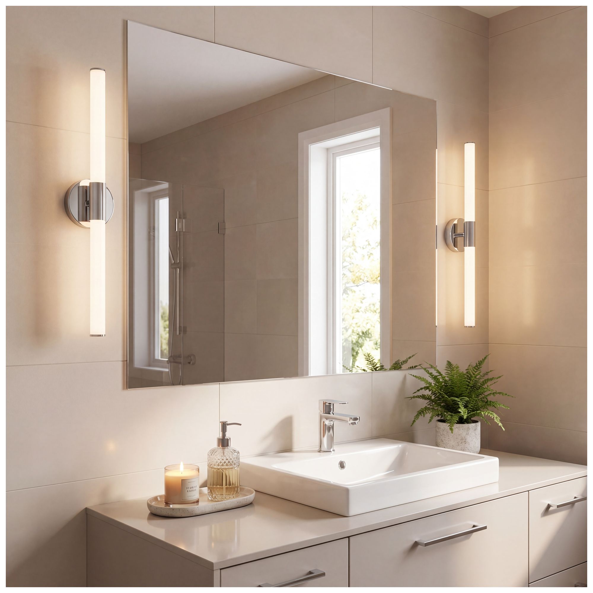 Image 7 Connor 30" Mini Tube LED Cylinder Vanity Light in Chrome more views