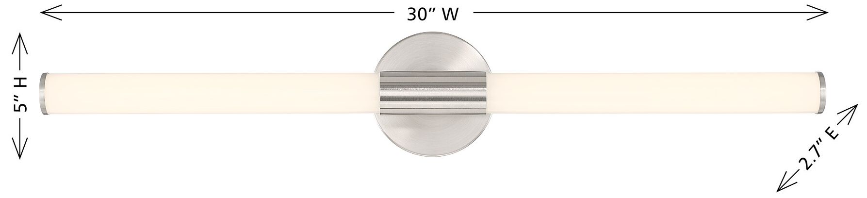 Image 6 Connor 30" Mini Tube LED Cylinder Vanity Light in Satin Nickel more views