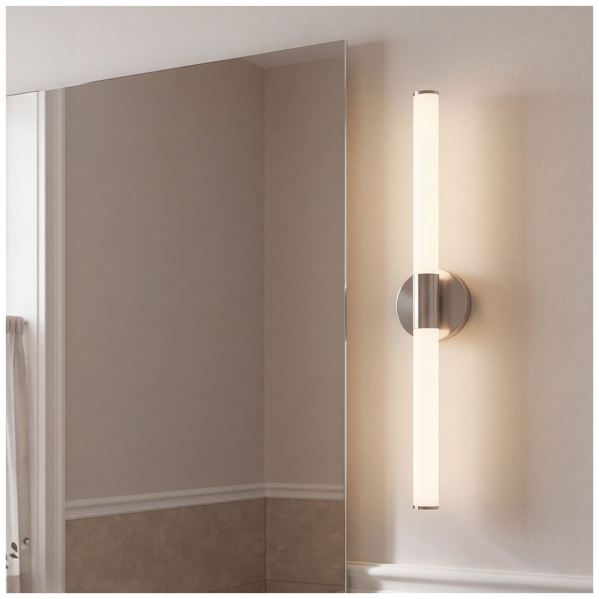 Connor 30" Mini Tube LED Cylinder Vanity Light in Satin Nickel