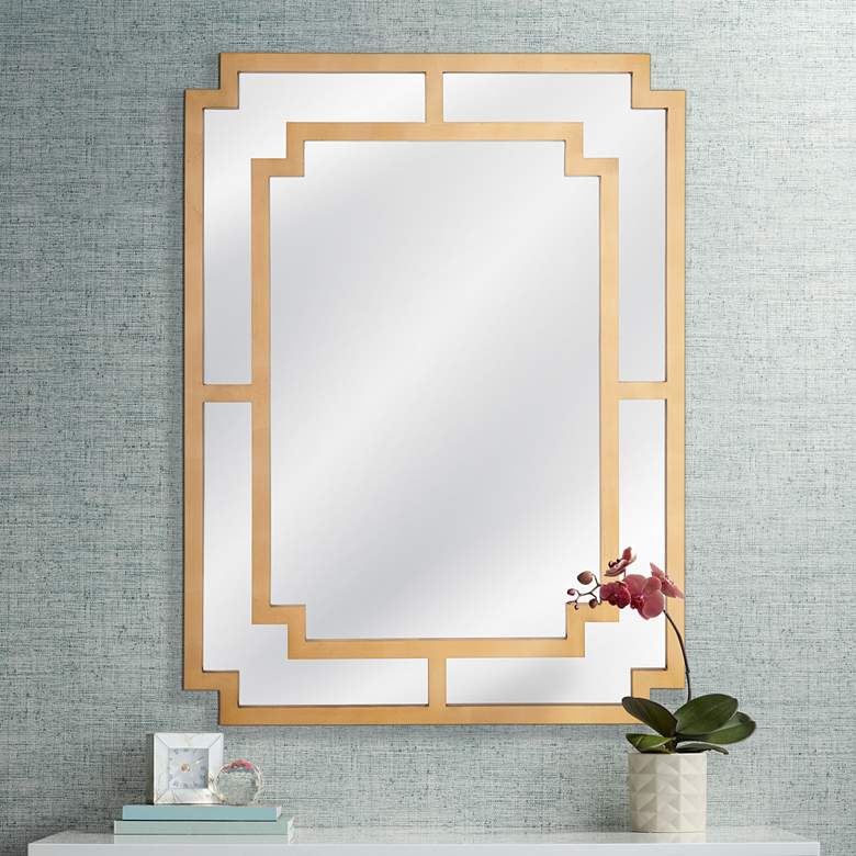 Image 1 Connor Gold Wood 36" x 48" Rectangular Wall Mirror