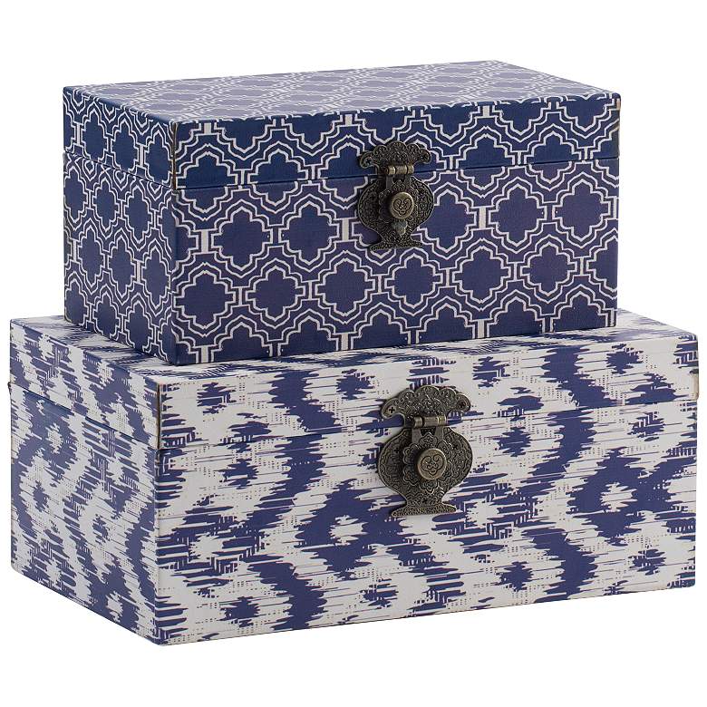 Image 1 Conor Blue and White Rectangular Decorative Boxes Set of 2