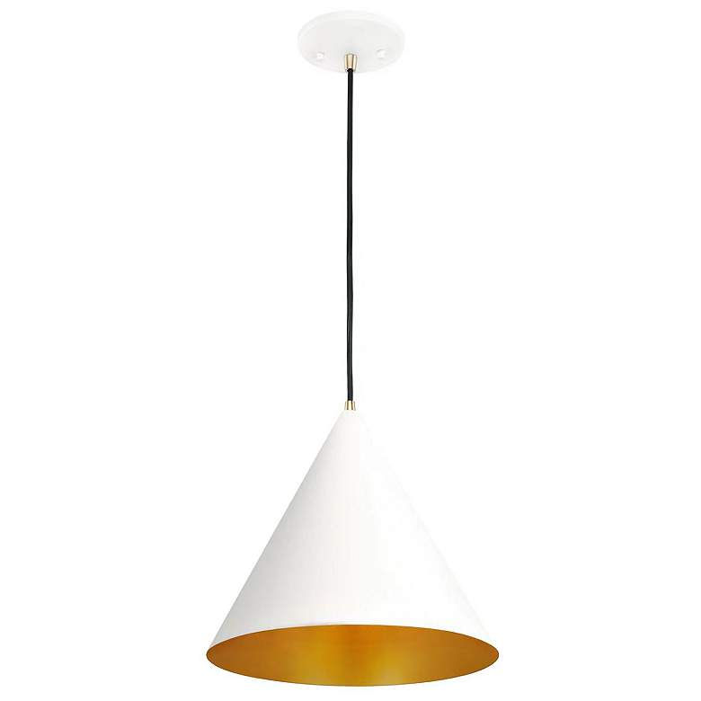 Image 1 Conos 14" Wide Cone Matte White And Gold Pendant